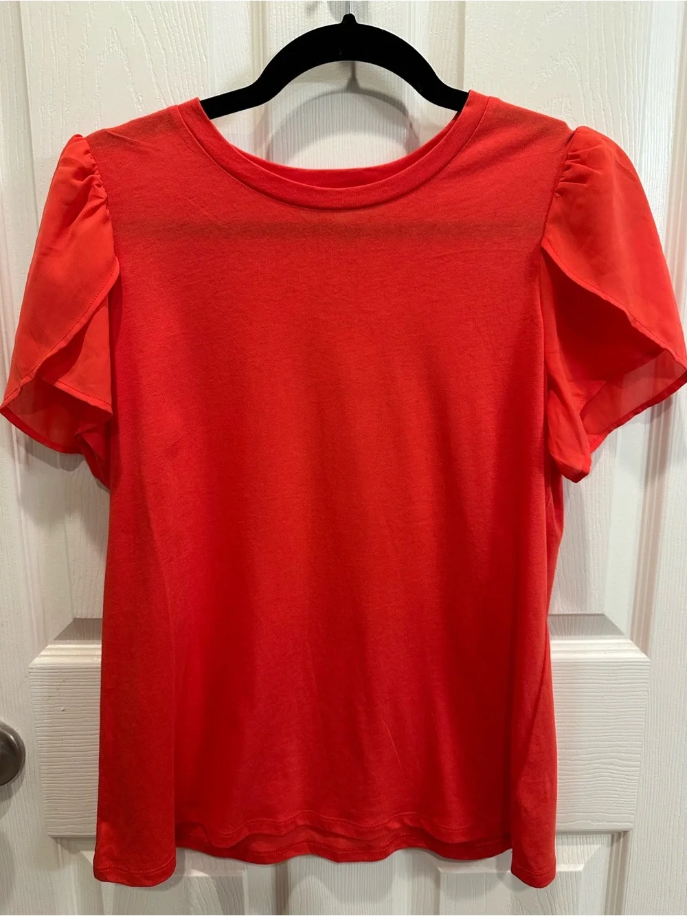 Michael Kors Coral Red Flutter Sleeve Tee